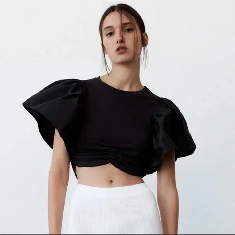 Zara Black Puff Sleeve Top